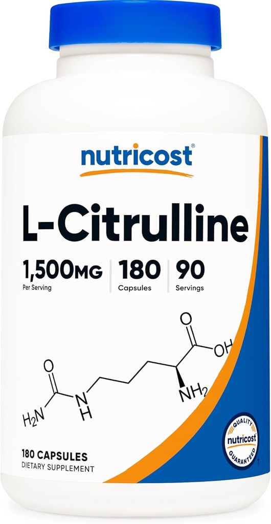 מזון זול L-Citrulline 1500 מ"ג, 180 קפסולות - 750 מ"ג פר קפסולה, Gluten Free, non-GMO, Packaging May Vary