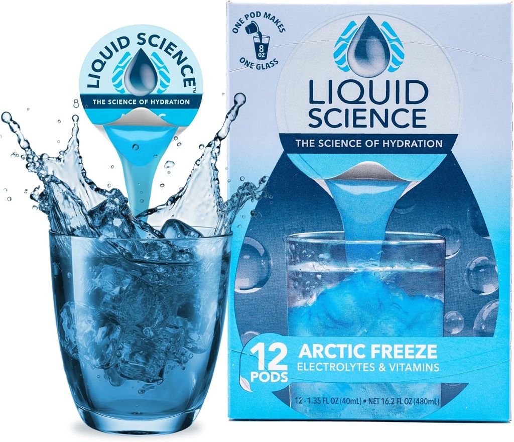 Java House Liquid Science Arctic Freeze Single Serve Hydration Pods - Peel and Pour - Cool Blue Raspberry Hydration - Pack of 12
