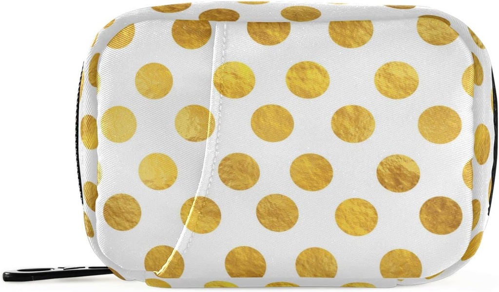 Naanle Gold White Polka Dot Pill Box 7 Day Case Bag reisikorraldaja Zipper Portable Weekly Compact Suurus Vitamiinilisandi hoidja A Dots Golden 4, 6 x 3, 14 x 1, 88 tolli 0,12 kilogrammi