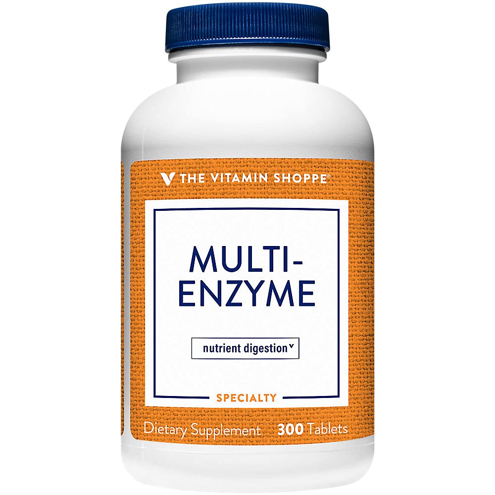 The Vitamin Shoppe Digestive Enzymes - Complete Multi-Enzyme Formula | Protein Fat Carb Digestion | 300 Tablets | Plant-Based