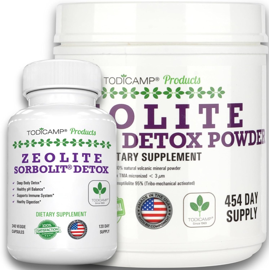Zeolit Detox Pack Minimum 120 dagers forsyning Zeolit Capsules og Zeolit Powder Bundle