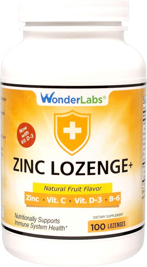Wonder Laboratories Zink Lozenges med vitamin C - Frukt smaksatt, hälsosam immunsupport Lozenges med 25 mg Zink Supplement Per Lozenge + 30mg Vitamin C - 100 Lozenges