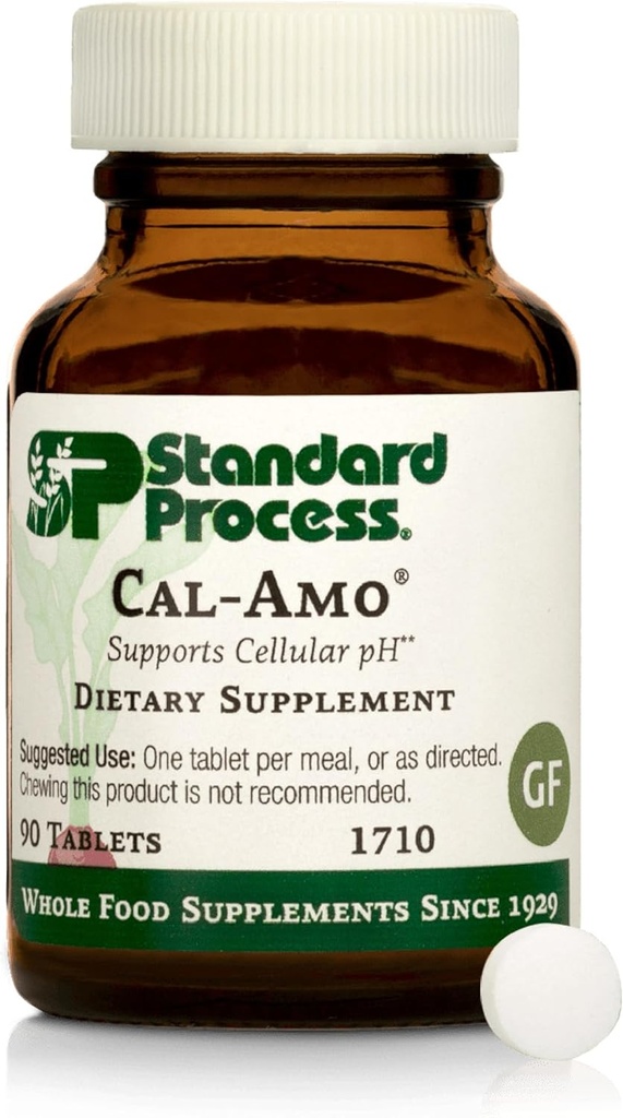 Proces standard Cal-Amo - Cellular Health Supplement - Plamân de sprijin suplimentar cu calciu si clorura - Suport Functii respiratorii sanatoase - 90 comprimate