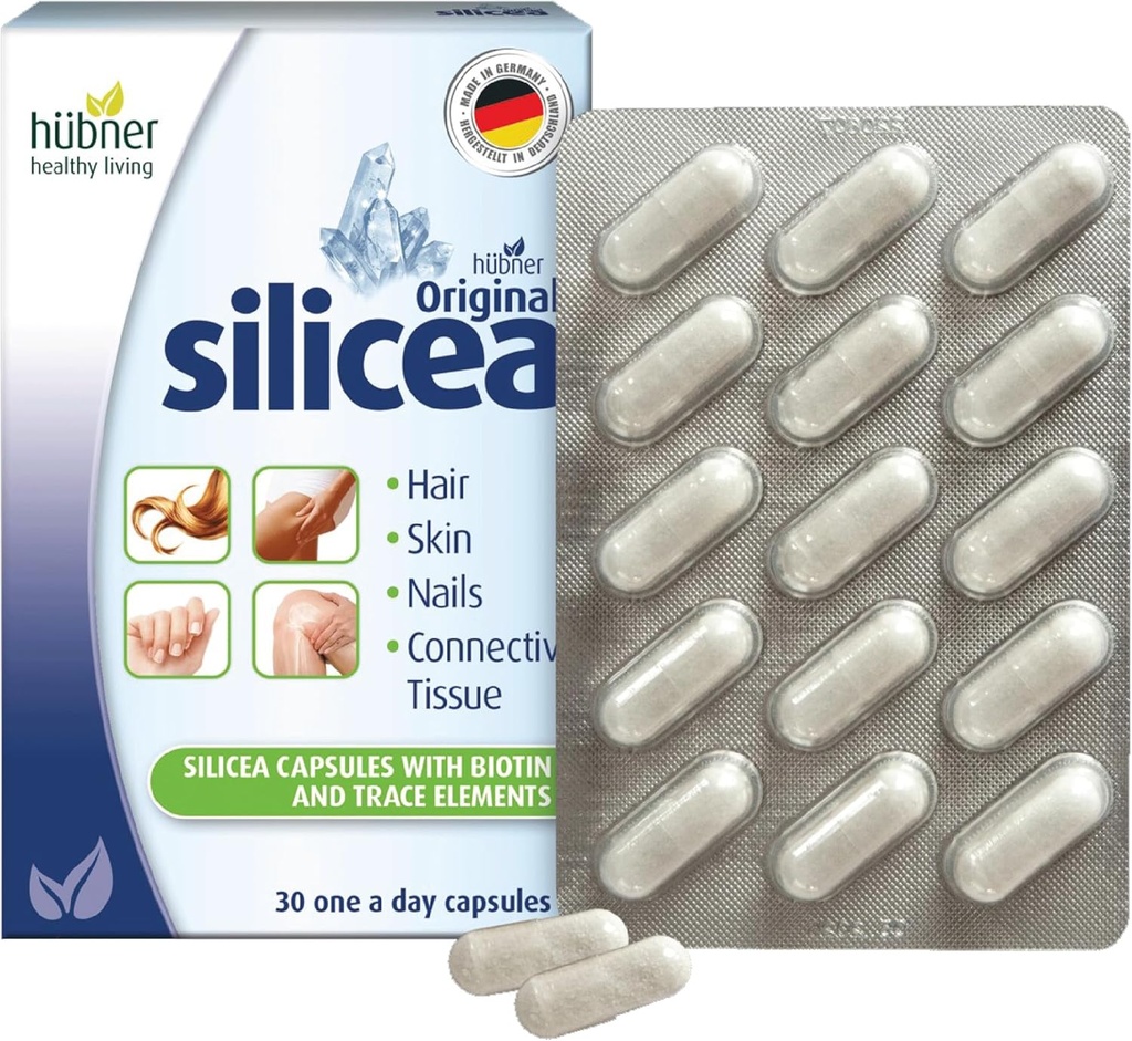 Hübner Original Silicea Gel One a day Capsules for Hair, Skin, Nails, and Connective Tires, Pure Colloidal Gel Formula, No Addonves or Preservations, 30 Servings