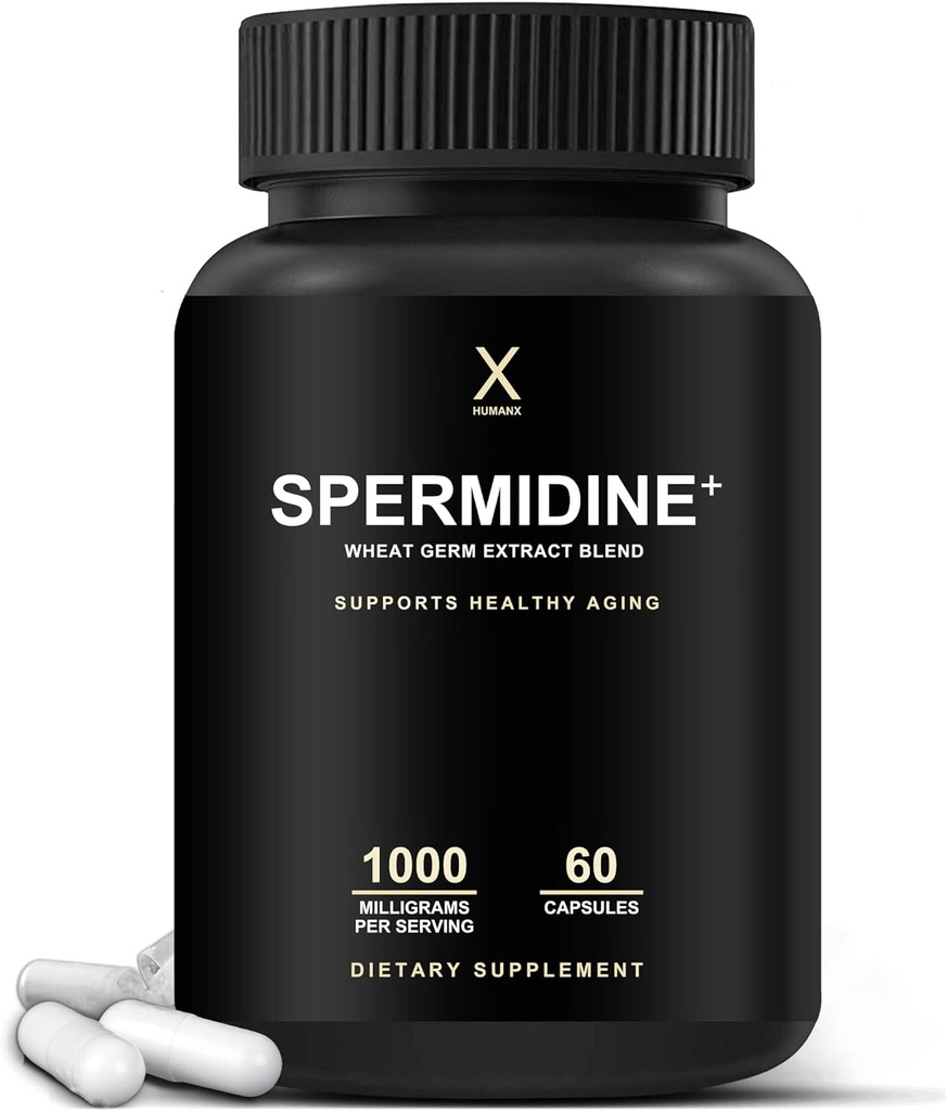 HUMANX Spermidine+ (Usa Terze Parti Testata) - Estratto di Germe di Grano di Spermidina e Zinco per attivare Rinnovamento Cellulare - Non OGM, Capsule di Spermidina - Supporta l'invecchiamento sano - Supplemento Spermidina