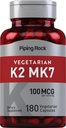 Piping Rock K2 MK7 Vitamin Supplement | 100 mcg | 180 Vegetarian Capsules | Non-GMO, Gluten Free