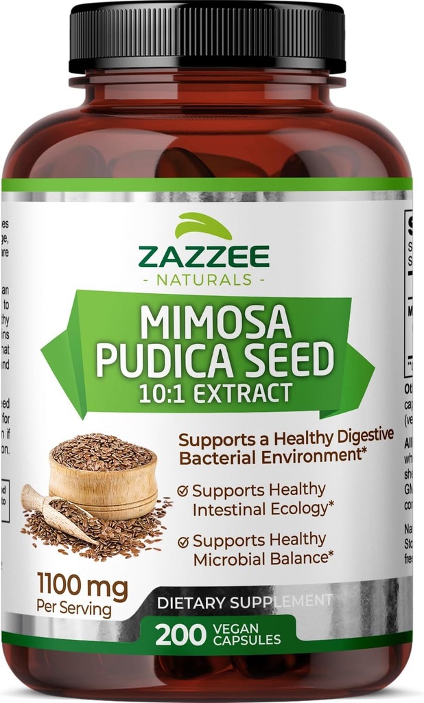 Zazzee Mimosa Pudica Seed 10:1 Extract, 200 Вегетариански капсули, 1100 mg, 3+ Month Supply, Potent 10:1 Extract, Non-GMO и All-Физически