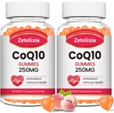 2 Pack CoQ10 Gummys, 5X 更好的吸收Coenzyme Q10 细胞能和抗氧化剂支持, 120 Peach Gummys