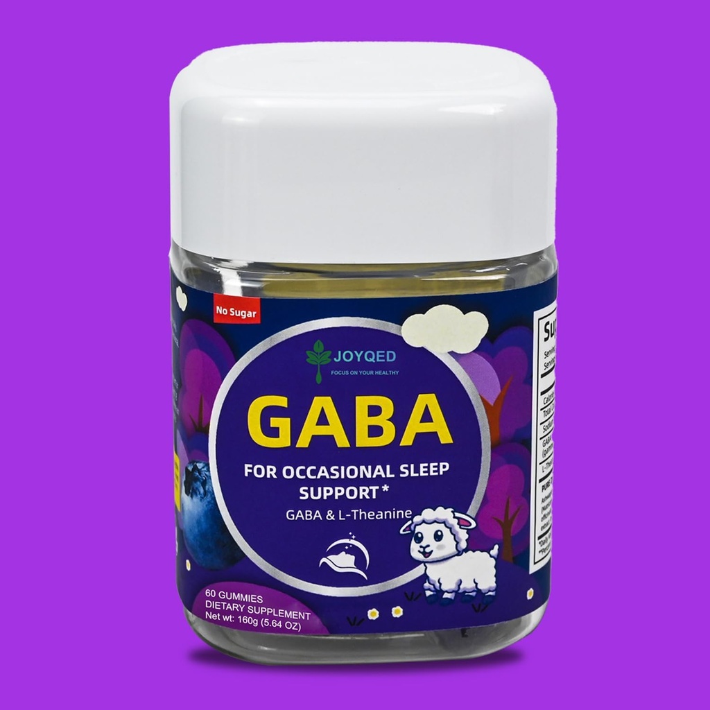 Bottle GABA Gummies Sleep Calm Gummies No Melatonin för vuxna med L Theanine, 5-HTP, Vitamins D3, Stress Relief, Peaceful Rest, Relaxation Support Supplement, Blueberry, 60 Gummies, 30-dagars servering