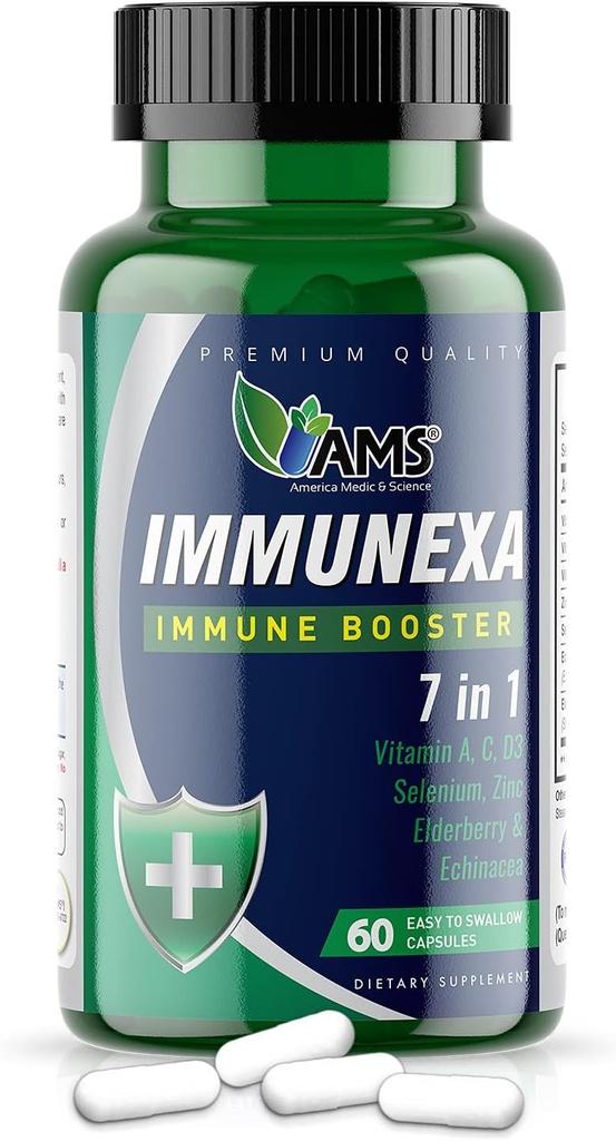 Amerika Medic & Science Immunexa 7 v 1 Imunity Support Booster (60 kapsul) z vitaminom A, C, D, cink, Echinacea, Elderberry 