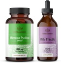 HERBAMAMA Mimosa Pudica dan Milk Thistle Kit - Bundle of 1000 mg Pudica Capsules & Milk Thistle Tincture 4 - Vegan, Non- GMO, Sugar & Alcohol- Free - 2 Pack