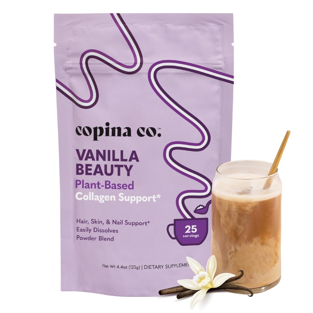 Copina Co. Vanilla Beauty Vegan Collagen Booster Creamer: Plant Based Collagen Support Smoothie Drink Vegan Creamy Blend | Vanilla Flavor | 1 Bag - 25 Servings per Bag