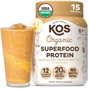 KOS Organic Plant Based Protein Powder, Chocolate Peanut Butter - Delicious Vegan Protein Powder - Keto Friendly, Gluten Free, Dairy Free & Soy Free - 15 Servings