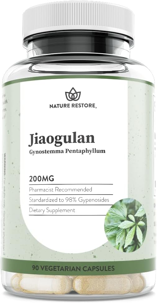 Jiaogulan Extract Supplement, Vores Gynostemma Pentafhyllum er Standardiseret til 98 Procent Gypenosider, Natural AMPK Activator, Non GMO, Gluten Free, 90 Gynostemma Kapsler, Vegan