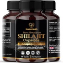 Himalayan Shilajit Cápsulas - 100% Pure & Natural 90 comprimidos Vegan - Ouro Grau Bem-Estar, Energia & Vitalidade Suplemento para homens e mulheres - Grau A Shilajit rico em Fulvic & Ácido Húmico