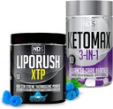 NDS Nutrición XTP Termogénica Blue Berry Snow Cone (45 porcións) e Keto-Max Advanced 3-in-1 pílulas carb Blocker Supresor de apetito (90 cápsulas)