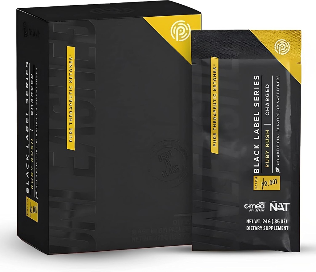 Pruvit Keto//OS Black Label Series Ruby Rush- Carged Pure Therapeutic Ketones for Muscle Growth and Avoiding Muscle Breakdown - .84 OZ