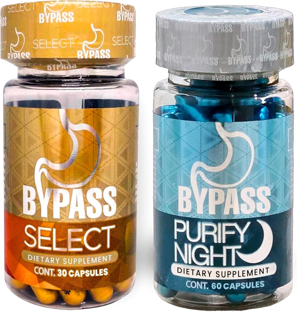 Bypass xenérico Duo Seleccione & PURIFY - Quemá grasa de día y de Noche (Seleccione 30caps) - (purificar 60 cápsulas), azul e ouro