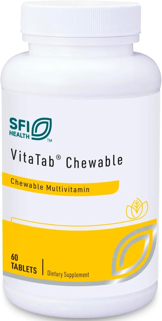 Zyre Labs SFI Health VitaTab Chewable - Multivitaminas su 24 Vital Nutrients vaikams ir suaugusiems, natūralus vyšnių apelsinų skonio, nėra dirbtinių spalvų, skonių ar konservantų (60 tablečių)