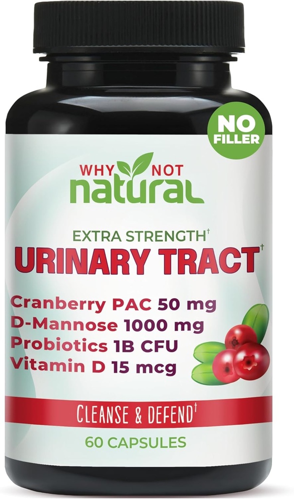 Warum nicht natürliche 5-in-1 UTI Pillen mit D Mannose, Cranberry PAC Extrakt, Probiotika und Vitamin D - Urinäre Gesundheit Formel für Frauen und Männer