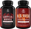Bundle of Extra Strength Teststerone Booster with Horny Goat Weeed Maca Root Tongkat Ali & Saw Palmetto Extract & Nitric Oxide Pills for Men with L-Arginine L-Citruline Amino Acids for Muscle Growth