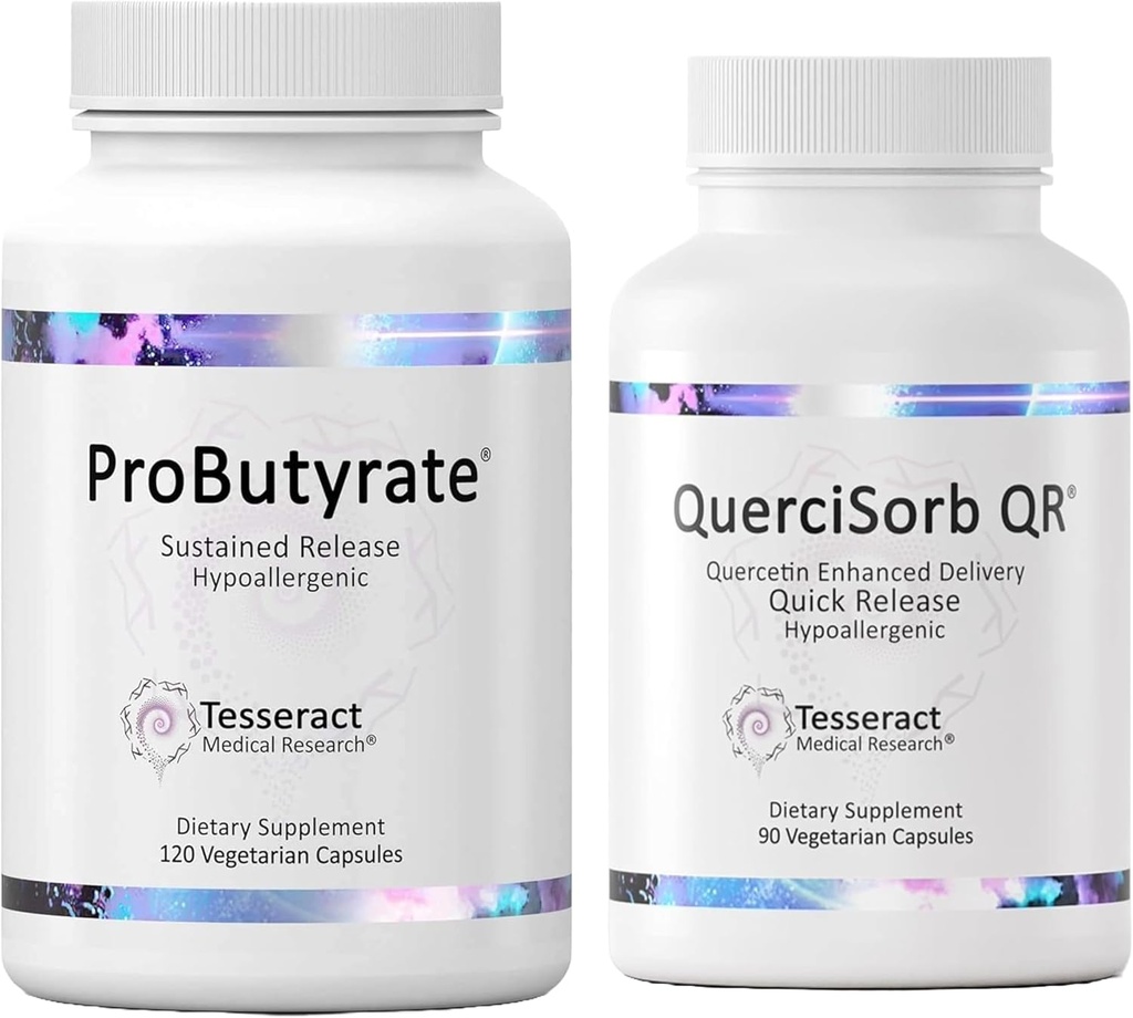 Tesseract Gut & Imūnsupport Bandle – ProButyrate 600mg & QuerciSorb Quercetin 400mg, 120 + 90 kapsulas, hipoalerģiska, gastrointestināla un imūna veselība