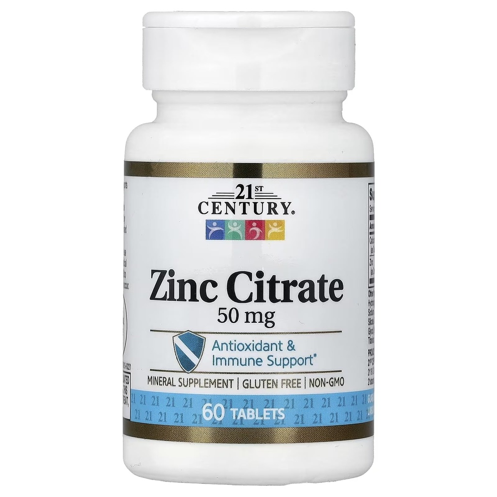 21st Century Healthcare Zinc Citrate Tablets 50mg, 60 Count