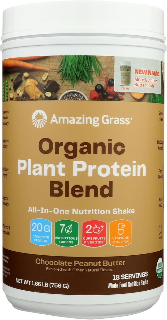 Amazing Grass Orgaaniline Taimeproteiin Blend: Vegan Valgu Pulber, Uus Valk Superfood Formula, All-In-One Nutrition Shake With Beet Root, Original, 18 Servings (Šokolaadi Maapähklivõi)