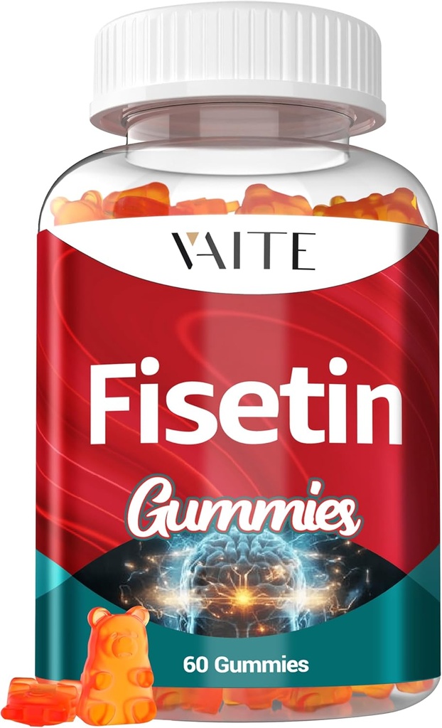 Fisetin Suplimente 500mg - Gummy Supliment, puternic amestec antioxidant pentru suport Cellular de sănătate - Vegan & Non-GMO Formula cu Flavonoids & extractii de plante, Boost Cognitive Function, 60 Gummies