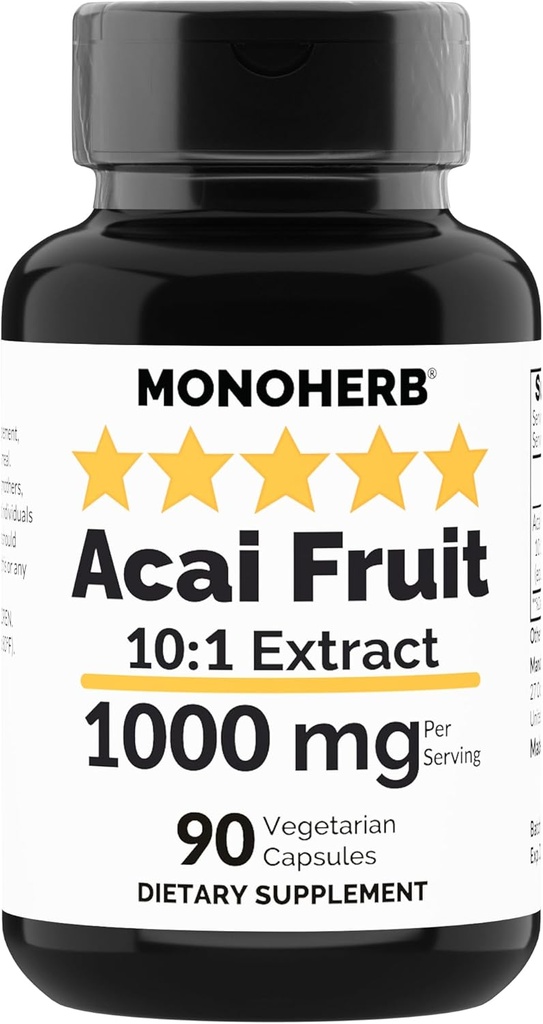Extract de fructe MONOHERB Acai 1000 mg - 90 capsule vegetariene