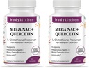 Body Kitchen Mega NAC (N-Acetyl Cysteine) 600 mg con Quercetin, Supporta la salute respiratoria e la funzione immunitaria e promuove il fegato e il rene Detox, Veggie Caps, (Pack of 2)