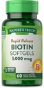 Nature's Truth Biotin 5000mcg | 60 softgels | Non-GMO & Gluten Free Supplement for Men and Women