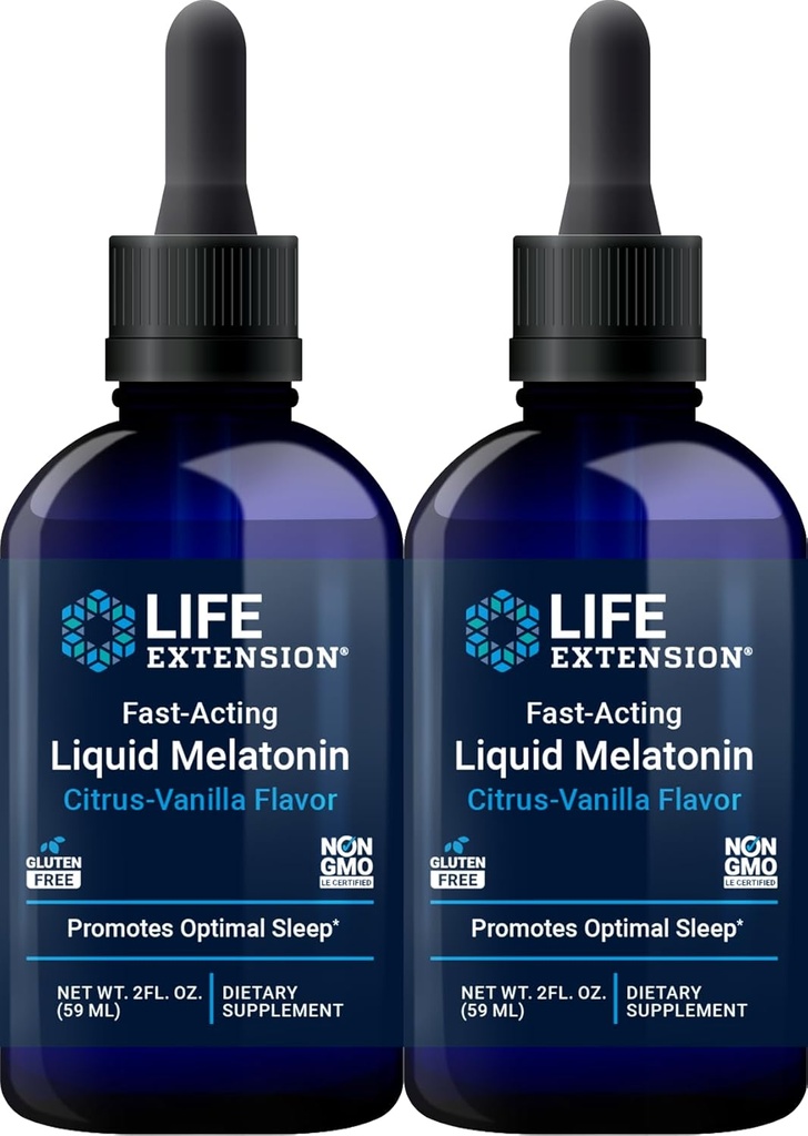 Life Extension Fast- Activing Liquid Melatonin (Citrus- Vanilla), 2 Folyadékhagyma (2 db-os csomag)