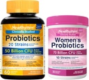 NewRhythm Gut & Feminine Health Paket, Probiyotiks 50 Milyar CFU və Qadınlar Probiotikləri 70 milyard CFU, Daily Gut Health & Feminine Care, 90 Capsules Ümumi (Paket 2)
