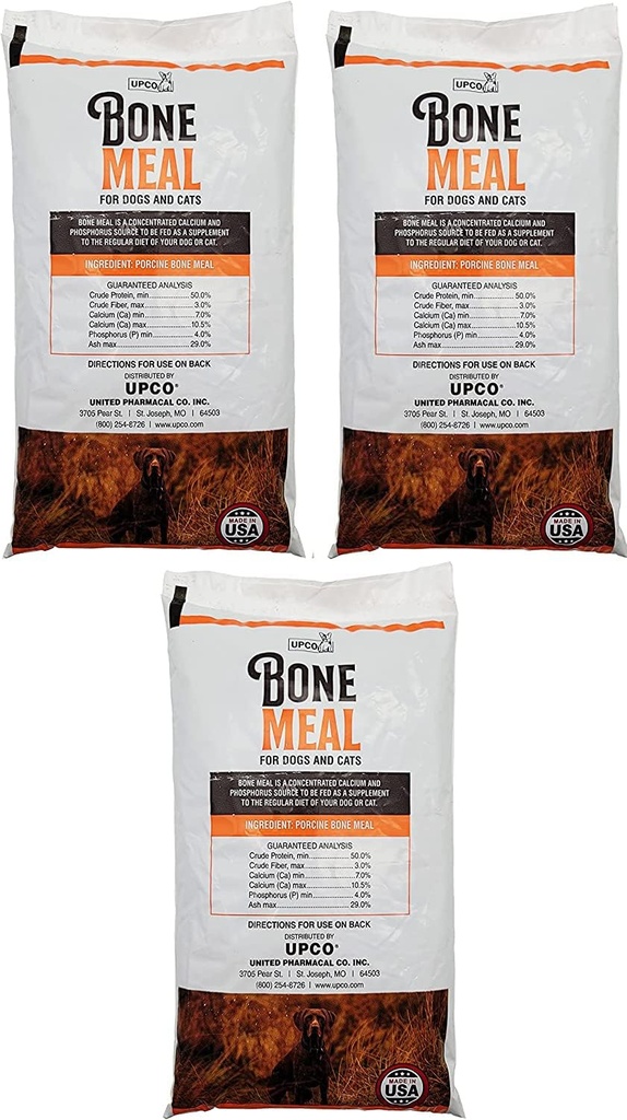 Bone Meal Powder para cans e gatos 3 Pack Total 3 libras de Upco feito en Estados Unidos