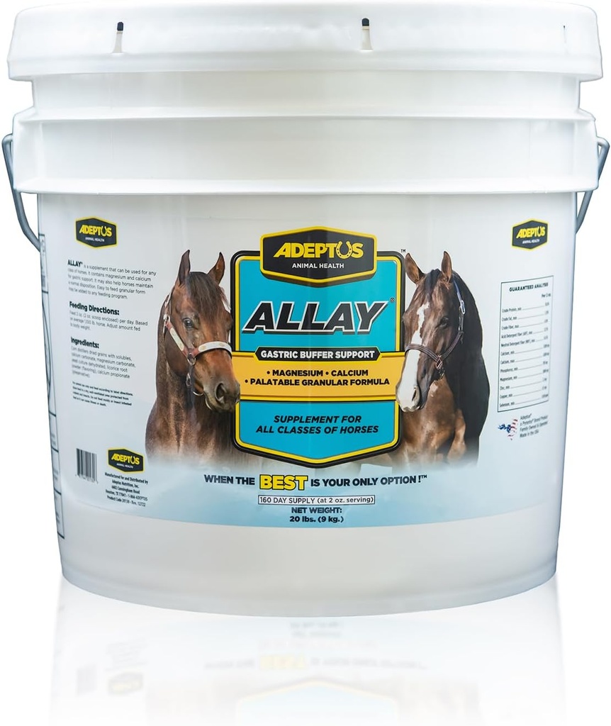 Adeptus Nutrition All Eayquine suplementari, Buffer Digest/Calci & Magnesi, Calmant la fórmula Granular w/Licorice, Base prebiòtic, Yest Culture, implementació per a totes les classes de cavalls, 20 Lbs
