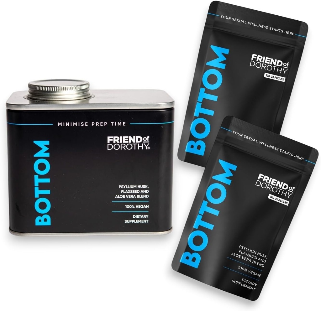 Prep-Ready Bundle – 2 × Bottom 120 Fibre Capsule (240 Total) con Refillable Pill Organiser Can – Supporta la salute digestiva, regolarità, cuore e gestione del peso