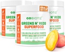 GOBIOTIX Super Greens and Reds Powder - Superalimentación vermella e verde - suplemento probiótico - Enzimas dixestivos e po de raíz de abella - Suplemento dietético orgánico de Whole Foods (Mango, 3 Pack)