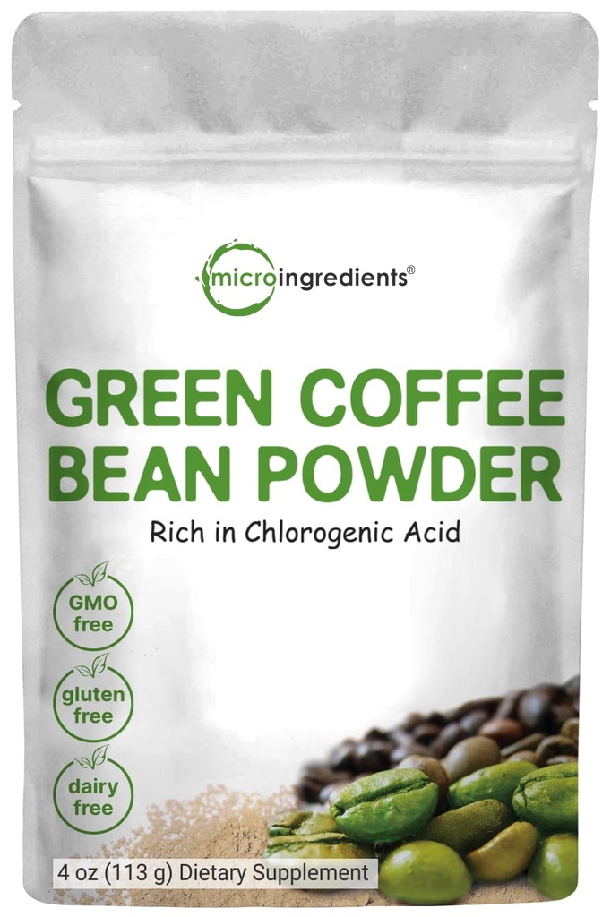 Pure Green Coffee Bean Extract, 4 Ounce | Natural Caffeine, Green Coffee Bean with 50% Chlorogenic Acid | Vegan Friendly, Filler Free