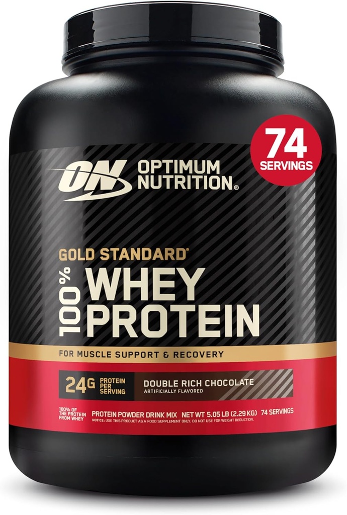Optimum Nutrition Gold Standard 100% vadakuvalgu pulber, topelt rikas šokolaad, 5 naela (pakendamine võib varieeruda)