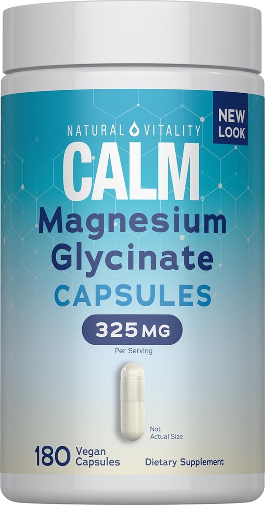 Натуральна Vitality Calm, Magnesium Glycinate Підтримує Bone, М'язи, Серце та здоров'я Nerve, Non-GMO, Vegan, Gluten Free 180ct