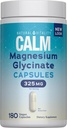 Vitality Calm, Magnesium Glycinate תומך העצם, שריר, לב, ועצב בריאות, non-GMO, טבעוני, Gluten 180ct