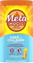 Metamucil Daily Fiber + Collagen, Psyllium Husk Powder, Plant Based Fiber Supplement, Sugar- Free with Stevia, 3- in- 1 Fiber Supplement for Digestive Health, Orange Flavoled, 90 adag
