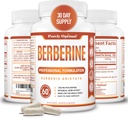 Popolnoma optimal Berberine HCL 1200mg - Visoka moč dodatek iz Berberis Aristata, naravne sestavine, 60 Easy-to-Swallow Veggie kapsule