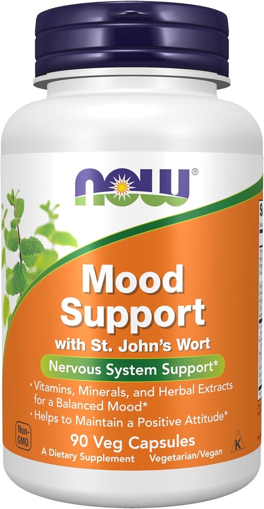 NOW Integratori, Supporto per Mood con gli estratti di St. John's Wort, Nutriente ed erbe, 90 capsule di Veg