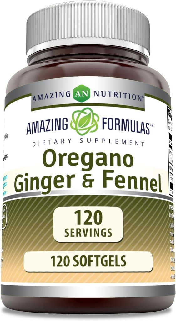 Formulas surpreendentes Óleo de orégano com Ginger e suplemento de funcho