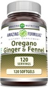 Amazing Formulas Oregano Oil with Ginger & Fennel Supplement | 120 Softgels | Non-GMO | Gluten-Free | Made in USA
