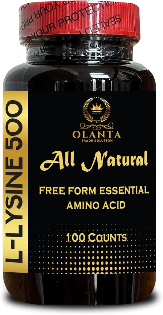 L-LYSINE Supplement Amino ACIDS - Lip & Skin Health Supplement, Connective Tissue Health, Natural Amino Acid, nitrogen Balance, Immune Support - 1 Bottle 100 Counts