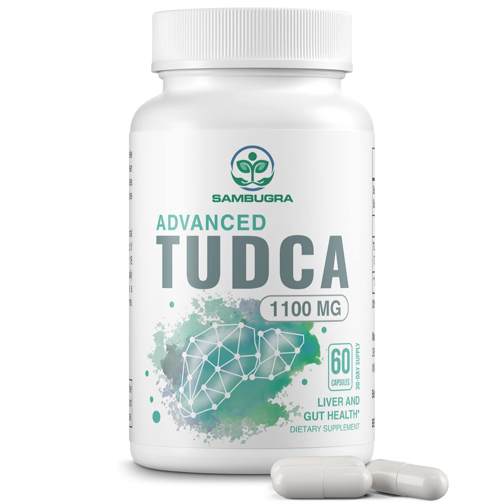Sambugra TUDCA Liver Supplements 1100mg, 3rd Party Tested Ultra Strength Bile Salt TUDCA Supplement, Liver Support for Detox Cleanse and Repair, 60 Capsules