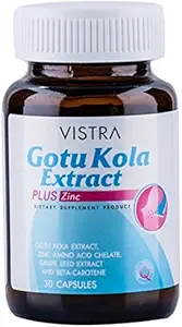 Vistra Gotu Kola Extract Plus Zinc Dietary Supplement Product 30 Capsules for Acne Treatment